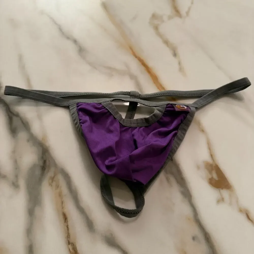 NEW Blanc Menswear BL3662 Electrique E-String Thong Color Ultra Violet Medium